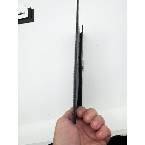 Saint Laurent YSL Black Uptown Pouch In Crocodile Embossed Shiny Leather - Picture 7 of 9